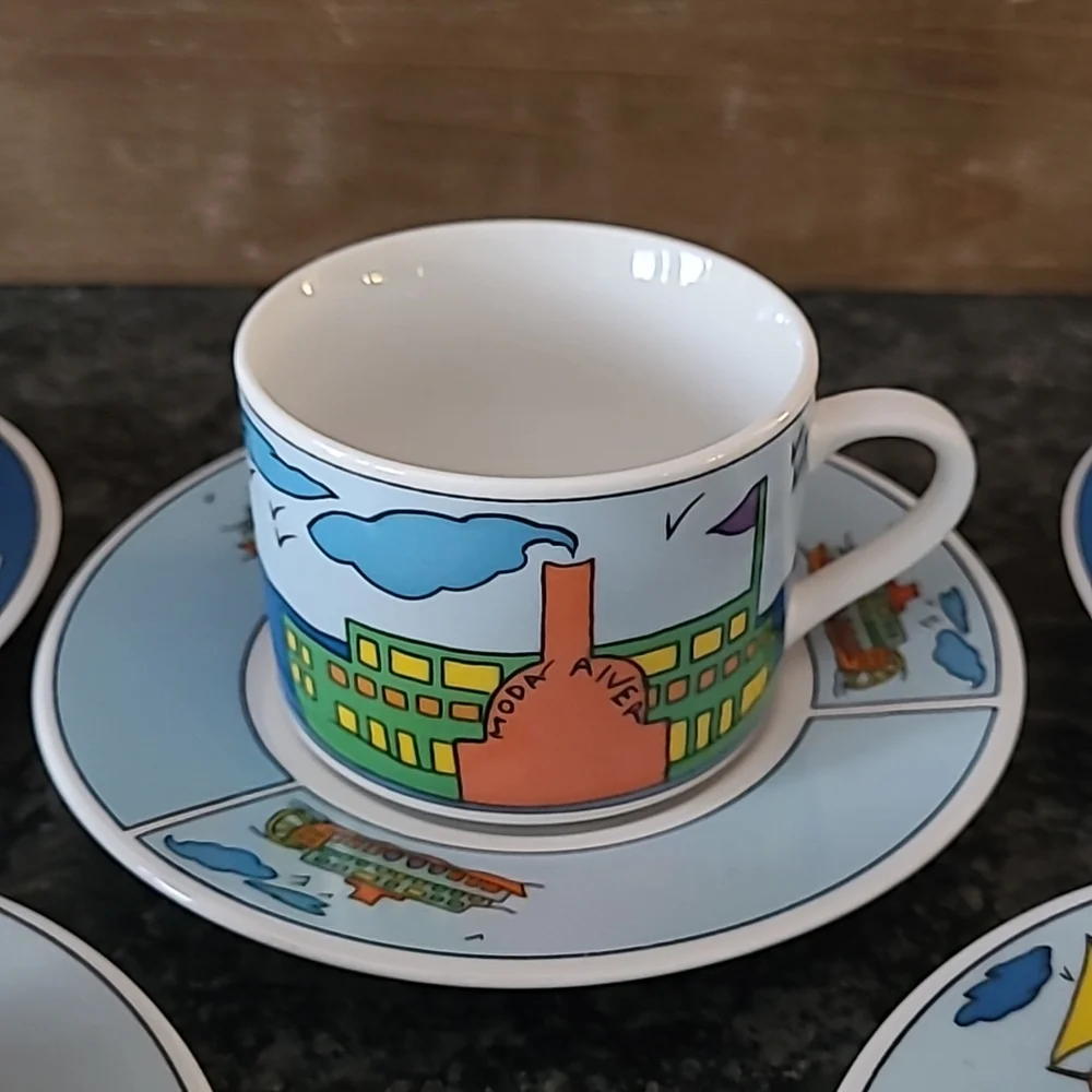 NEW - Nautical Themed Espresso Cups and Saucers - Set of 6 - Picture 6 of 14